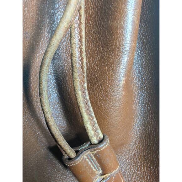 AUTH VTG GUCCI Bucket Bag Brown Leather Bamboo Top Handle Gold Hardware - Picture 9 of 10